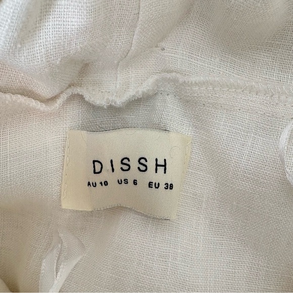 Dissh White 100% Linen Mini Dress Bow Size 6 $200 Pocket Wedding Bachelorette - Picture 7 of 9